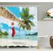 The Holiday Aisle® Christmas Beach Xmas Stockings Single Shower Curtain Polyester | 69 H x 105 W in | Wayfair 7D814F3FC761426DAAC656892FB905DE