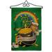 Breeze Decor Happy St. Patrick's Day 2-Sided Burlap 19 x 13 in. Garden Flag in Green/Orange | 18.5 H x 13 W x 1 D in | Wayfair