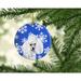 The Holiday Aisle® Miniature Poodle Snowflakes Holiday Hanging Figurine Ornament Ceramic/Porcelain in Blue/Red | 3 H x 3 W x 0.25 D in | Wayfair