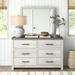 Sand & Stable™ Reagan 6 Drawer Double Dresser w/ Mirror Wood in Brown/White | 72 H x 58.36 W x 16 D in | Wayfair CABFE817D09A48EA898A6B5820A9D25B