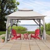 Sunjoy 11 ft. x 11 ft. Pop Up Portable Steel Gazebo Metal/Steel/Soft-top in Black/Gray | 117.32 H x 129.92 W x 129.92 D in | Wayfair A109000102