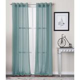 Charlton Home® Creedmoor Solid Semi-Sheer Grommet Single Curtain Panel Polyester in Green/Blue | 84 H in | Wayfair 271B2409F1C44DE5B9EAC860E91C2BF1