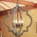 Gracie Oaks Ladazia 4 - Light Candle Style Geometric Chandelier w/ wood Accents Wood/Metal in Brown | 25" H x 22" W x 22" D | Wayfair