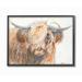 Gracie Oaks ' Horned Bull w/ Wind Swept Long Hair' - Graphic Art Print Wood in Brown | 11 H x 14 W x 1.5 D in | Wayfair