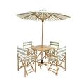 Longshore Tides Sheila Patio 6 Piece Dining Set w/ Umbrella Wicker/Rattan in Green | Wayfair 3BC52867D1644012A07B9B2F388C8E0A