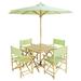 Longshore Tides Sheila Patio 6 Piece Dining Set w/ Umbrella Wicker/Rattan in Blue/Brown | Wayfair E21009082D734EE3B7A59670ABF74B07