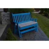 Red Barrel Studio® Speth Traditional English Gliding Outdoor Bench Plastic in Blue | 41 H x 62 W x 27 D in | Wayfair