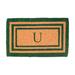 Charlton Home® Stansfield Handmade Rectangle Monogram Outdoor Door Mat Coir in Green/Brown | Rectangle 2'6" x 4' | Wayfair