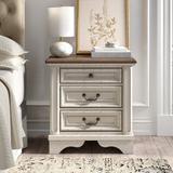Kelly Clarkson Home Hayley 3 - Drawer Nightstand in White Wood in Black/Brown/White | 27.75 H x 27 W x 17 D in | Wayfair