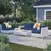 Wade Logan® Azyon Rattan Sofa Seating Group w/ Cushion Synthetic Wicker/All - Weather Wicker/Wicker/Rattan in Blue | Outdoor Furniture | Wayfair