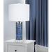 Bungalow Rose Dittmer 23" Blue Table Lamp Ceramic/Linen in Blue/White | 23 H x 12 W x 12 D in | Wayfair 522CBC3E9B3146D899AB1DB51444E23D