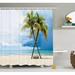 East Urban Home Tropical Beach Palm Trees Rock Shower Curtain Set Polyester | 84 H x 69 W in | Wayfair sc_14990_extralong