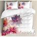 East Urban Home Abstract Modern Floral Design w/ Burts & Leaves Detail Romantic Image Duvet Cover Set Microfiber in Pink/Yellow | Queen | Wayfair