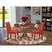 Winston Porter Nomi 3 - Piece Solid Wood Rubberwood Dining Set Wood/Upholstered in Brown | 30 H in | Wayfair E95B9E43054B4AD899AACD4F16AE0154