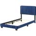 House of Hampton® Cushman Low Profile Standard Bed Upholstered/Polyester in Blue | 48 H x 43 W x 81 D in | Wayfair 802F1BB101104F5E812C27A6FE622E3C