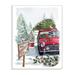 The Holiday Aisle® 'Holiday Fresh Christmas Trees on a Car Truck' Graphic Art Print Wood in Brown | 18 H x 12.5 W x 0.5 D in | Wayfair
