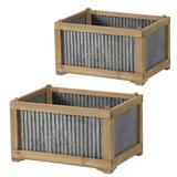 Gracie Oaks Kali 2-Piece Metal Planter Box Set Clay & Terracotta | 11.5 H x 20 W x 14 D in | Wayfair 302C840EA8114F1BBEDA5AC2545A615B