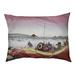 Tucker Murphy Pet™ Burkart Sunset Across the Ryogoku Bridge Dog Pillow Polyester in Gray/Yellow/Brown | 7.1 H x 52 W x 42 D in | Wayfair