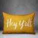 August Grove® Vandemark Hey Y'all Bold Indoor/Outdoor Lumbar Pillow Polyester/Polyfill blend in Yellow | 14 H x 20 W x 1.5 D in | Wayfair