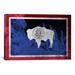 Winston Porter Wyoming Flag, Jackson Hole Graphic Art on Canvas in Blue/Gray | 18 H x 26 W x 1.5 D in | Wayfair 8683852CFD3C422ABF604E7114695E02