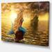 Ebern Designs Sea Mermaid w/ Ghost Ship - Graphic Art Print on Wrapped Canvas Metal in Brown/Yellow | 30 H x 40 W x 1 D in | Wayfair