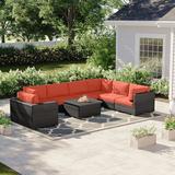 Lark Manor™ Anishia 8 Piece Rattan Sectional Seating Group w/ Cushions Synthetic Wicker/All - Weather Wicker/Wicker/Rattan | Outdoor Furniture | Wayfair