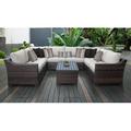 Lark Manor™ Aelwen 2 Piece Rattan Sectional Seating Group w/ Cushions Synthetic Wicker/All - Weather Wicker/Wicker/Rattan in Brown | Outdoor Furniture | Wayfair