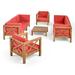 Breakwater Bay Sklar Outdoor 4 Piece Deep Seating Group w/ Cushions Wood/Natural Hardwoods in Red/Brown | 26.5 H x 88.5 W x 30.25 D in | Wayfair