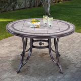 Fleur De Lis Living 46" Round Patio Table w/ Handmade Porcelain Top & Heavy Duty Frame Stone/Concrete/ in Black/Gray/Yellow | Wayfair