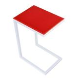 Orren Ellis Stretford End Table Glass/Metal in Red/White | 22.5 H x 12 W x 16 D in | Wayfair 7F3651C0B8754A9C97B28ECCDE7E7E1F