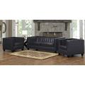 Foundry Select Telfair 3 Piece Living Room Set Leather Match in Black | 30 H x 84 W x 36 D in | Wayfair Living Room Sets