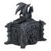 World Menagerie Celtic Knotwork Grave Tomb Mythical Roaring Fire Dragon Jewelry Box, Wood in Black | 6.25 H x 6 W x 4 D in | Wayfair