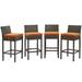 Highland Dunes Conduit Bar Stool Outdoor Patio Wicker Rattan Set of 4 Wicker/Rattan in Orange/Brown | 39.5 H x 17.5 W x 18 D in | Wayfair