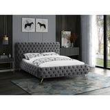 Rosdorf Park Dafinel Sleigh Bed Upholstered/Velvet, Metal in Gray | 47.5 H x 78.5 W x 93 D in | Wayfair C6561B32699449B3A442D833AB585B6C