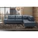 Blue/Brown Reclining Sectional - Orren Ellis Mercier 111" Wide Genuine Leather Sofa & Chaise Genuine Leather | 33 H x 111 W x 90 D in | Wayfair