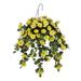One Allium Way® Artificial Petunia Hanging Basket Fabric in Green/Yellow/Brown | 33 H x 26 W x 26 D in | Wayfair CDBDBF0DCE624F21842CCC8913C1FFC9