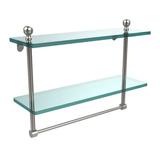 Red Barrel Studio® Morosini 2 Piece Tiered Wall Shelf w/ Towel Bar Glass/Metal in Gray | 12 H x 16 W x 5 D in | Wayfair MA-2/16TB-SN