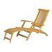 Highland Dunes Annica Reclining Teak Chaise Lounge Wood/Solid Wood in Brown/White | 36.25 H x 24.5 W x 70 D in | Outdoor Furniture | Wayfair