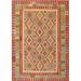White 36 x 0.35 in Indoor Area Rug - World Menagerie Thuan Contemporary Orange/Yellow/Green Area Rug Polyester/Wool | 36 W x 0.35 D in | Wayfair