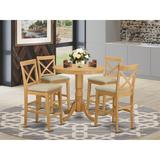 Charlton Home® Smyth Counter Height Rubberwood Solid Wood Dining Set Wood/Upholstered in Brown | Wayfair 37759FBF290648D3ABBE1732EFDFCF81