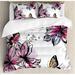 East Urban Home Floral Flower Blooms Botany Bouquets w/ Butterflies Paintbrush Watercolor Print Duvet Cover Set Microfiber in White, Size King