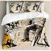 East Urban Home Afro Saxophonist on Murky Backdrop Playing Music Rhythm Groovy Band Artwork Duvet Cover Set Microfiber in Black | Queen | Wayfair