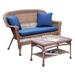 Rosecliff Heights Nathanael 2 Piece Sofa Set w/ Cushions Synthetic Wicker/All - Weather Wicker/Wicker/Rattan in Blue | Outdoor Furniture | Wayfair