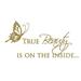 Charlton Home® True Beauty Wall Decal Vinyl in Yellow/Brown | 27 H x 54 W in | Wayfair 71CBFFD582AE44298301C2C8761A03F1