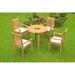 Rosecliff Heights Octavio Round 4 - Person Teak Outdoor Dining Set Wood/Teak in Brown/White | 30.5 H x 52 W x 52 D in | Wayfair