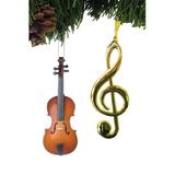 The Holiday Aisle® 2 Piece Cellist's Favorite Hanging Figurine Ornament Set Wood in Brown/Orange/Yellow | 5 H x 3 W x 1 D in | Wayfair