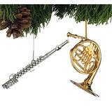 The Holiday Aisle® 2 Piece Symphony Instrument Hanging Figurine Ornament Set Metal in Gray/Yellow | 5 H x 3 W x 2 D in | Wayfair