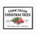 The Holiday Aisle® Farm Fresh Christmas Trees - Textual Art Print Wood in Brown | 24 H x 30 W x 1.5 D in | Wayfair CA33ED0346F24F5AA8A56E32A5FF4655