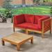 Highland Dunes Ellison 3 Piece Sofa Seating Group w/ Cushions Wood/Natural Hardwoods in Red/Brown | Outdoor Furniture | Wayfair