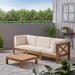 Highland Dunes Ellison 4 Piece Sofa Seating Group w/ Cushions Wood/Natural Hardwoods in Brown | Outdoor Furniture | Wayfair